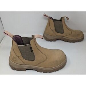 Steel Blue Women's Size 10 Hobart 6" Chelsea Work Boots Steel Toe Tan Beige